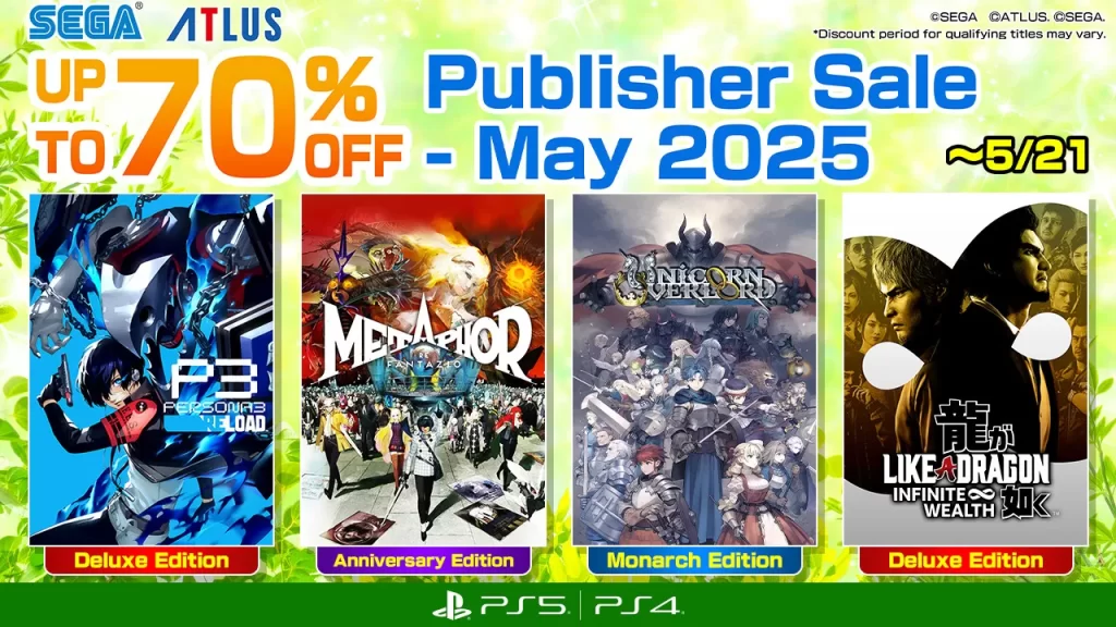 The Sega Publisher Sale – maio de 2025 está agora ao vivo na loja PlayStation